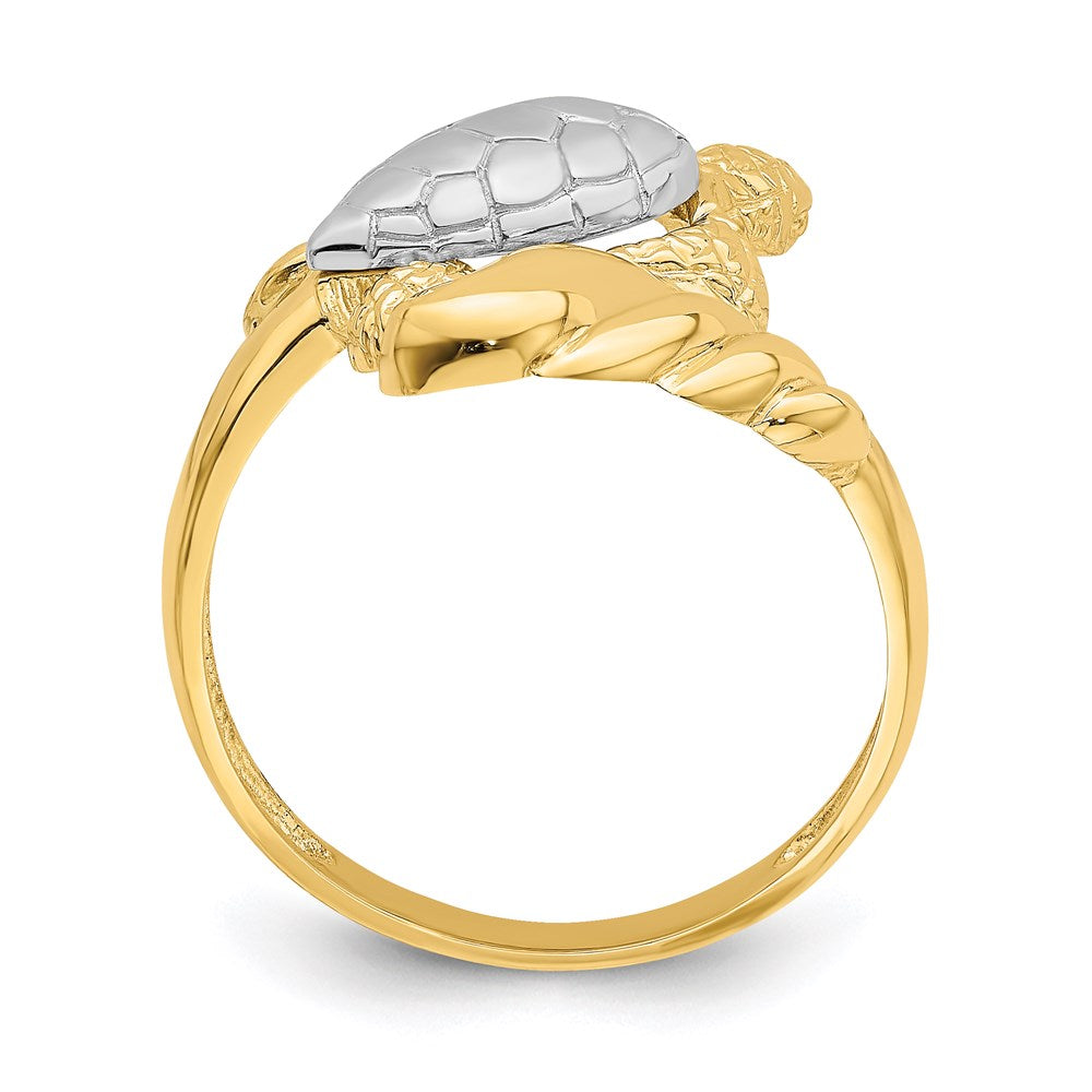 14k yellow gold w rhodium turtle ring r843