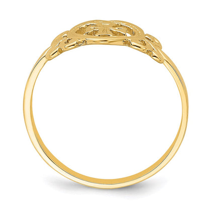 14k yellow gold polished cross in heart ring r847
