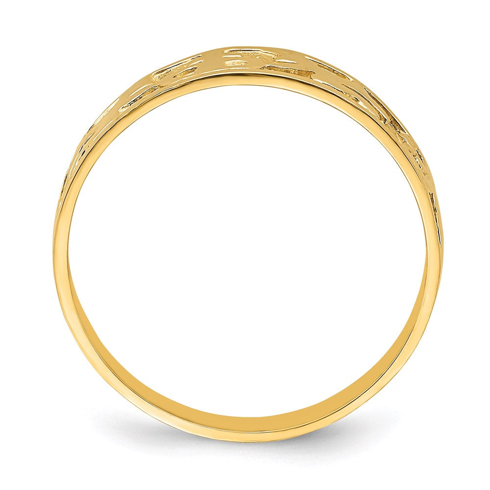 14k yellow gold textured and polished dove engraved band r849