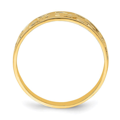 14k yellow gold textured and polished dove engraved band r849