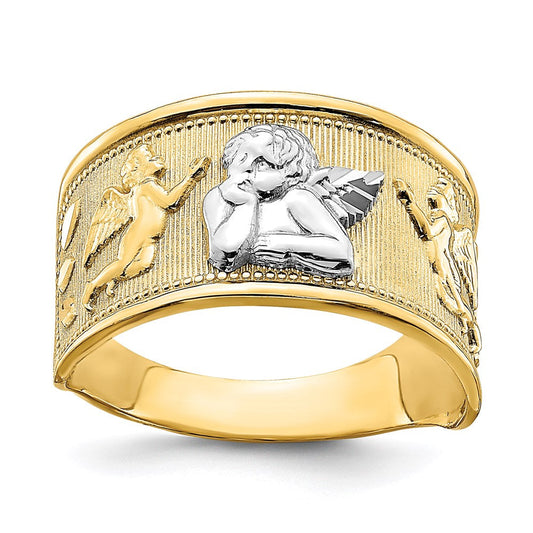 14k yellow gold w rhodium angel band r853