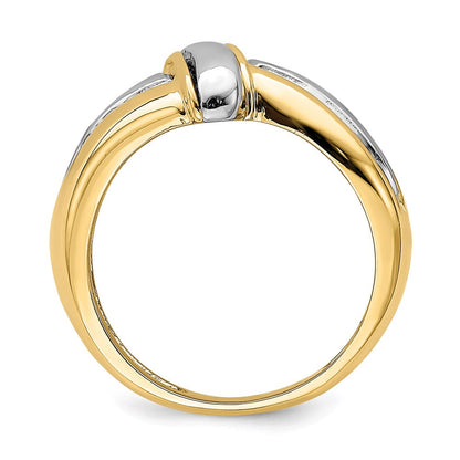 14k yellow gold w rhodium polished fancy ring r862