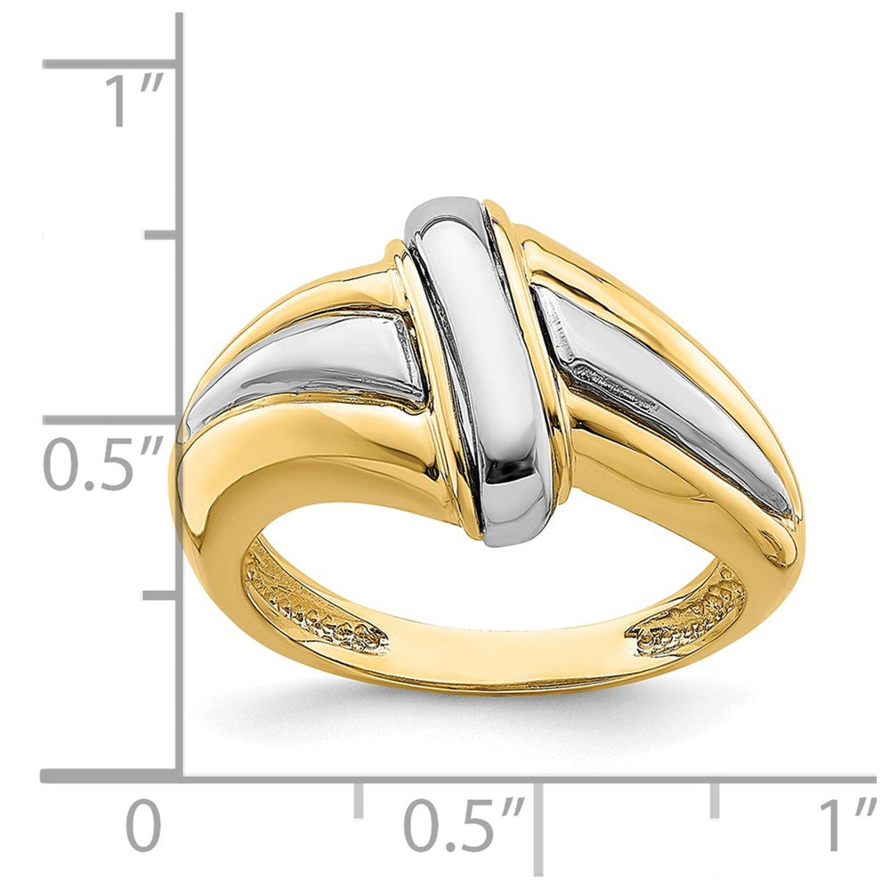 14k yellow gold w rhodium polished fancy ring r862