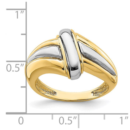 14k yellow gold w rhodium polished fancy ring r862