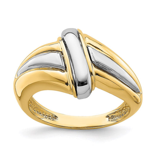14k yellow gold w rhodium polished fancy ring r862