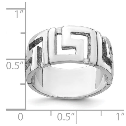 14k white gold cut out greek key band r873