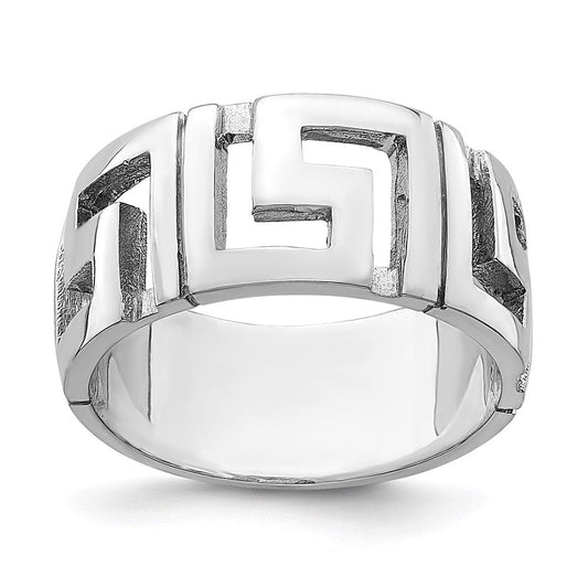 14k white gold cut out greek key band r873