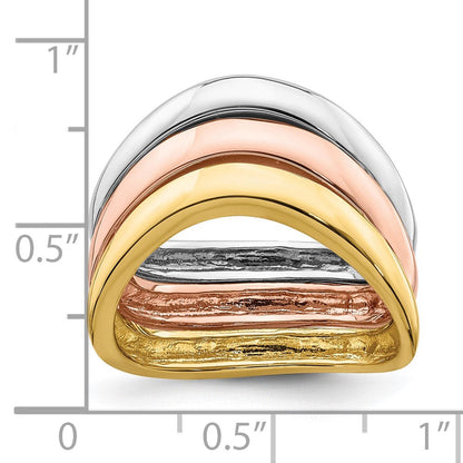 14k tri color gold triple wave bands r882