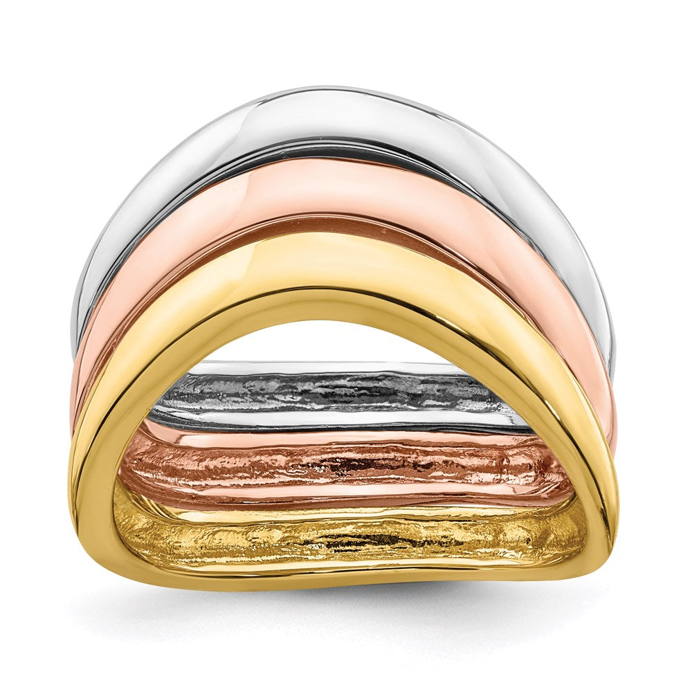 14k tri color gold triple wave bands r882
