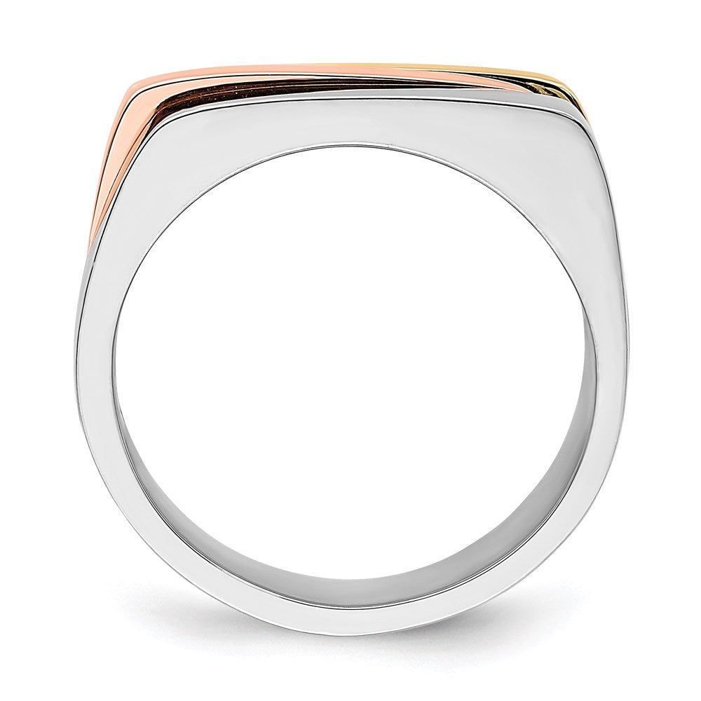 14k tri color gold contemporary flat top band r883