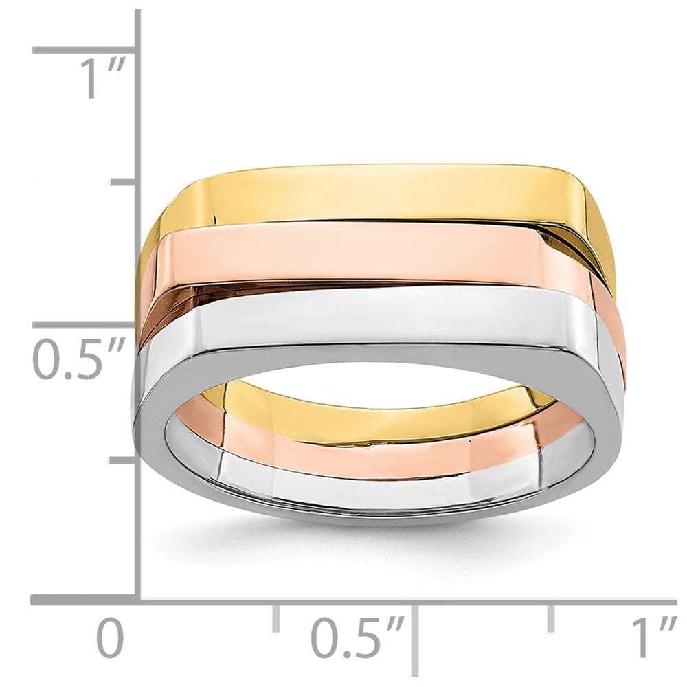 14k tri color gold contemporary flat top band r883