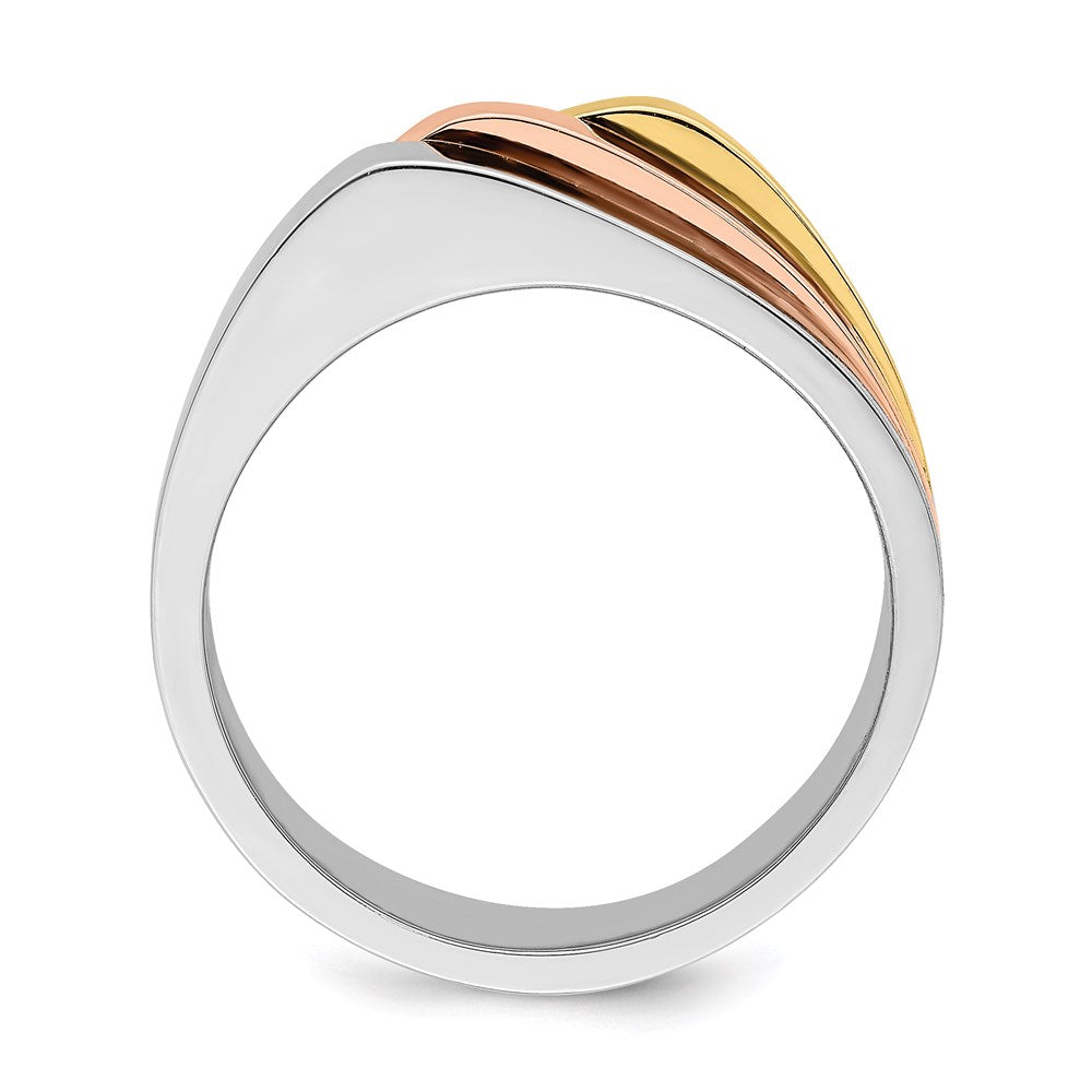 14k tri color gold triple peaked top band r884