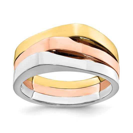 14k tri color gold triple peaked top band r884