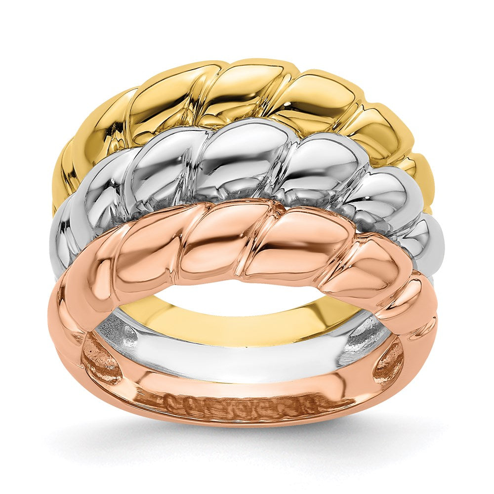 14k tri color gold triple shrimp band r886
