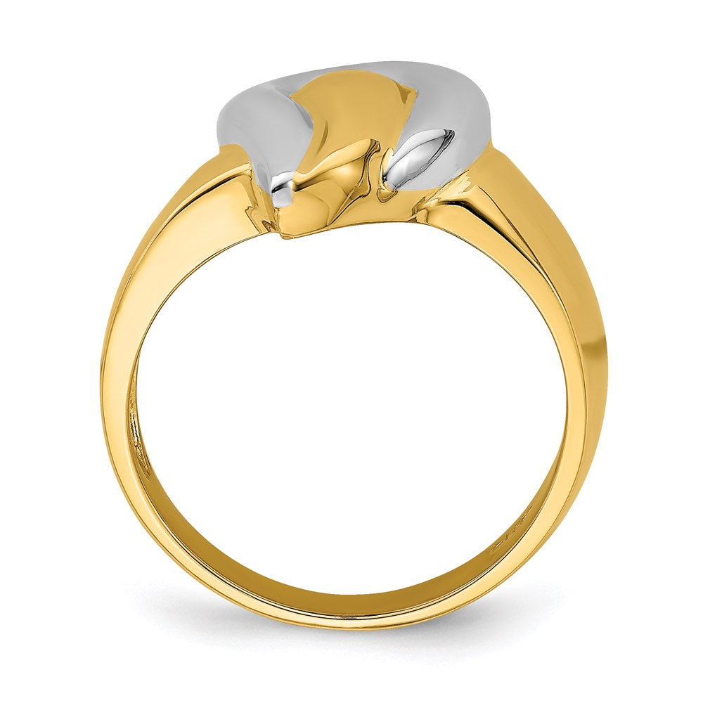 14k yellow gold w rhodium polished teardrop ring r894