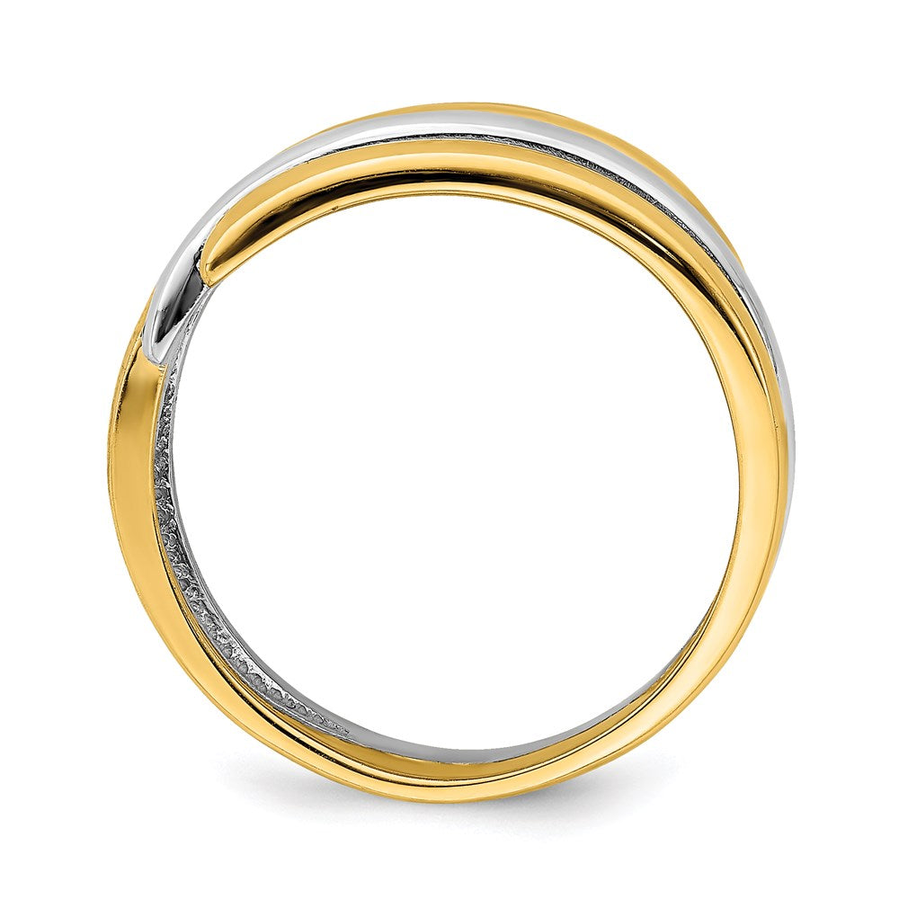 14k two tone gold crossover band r896