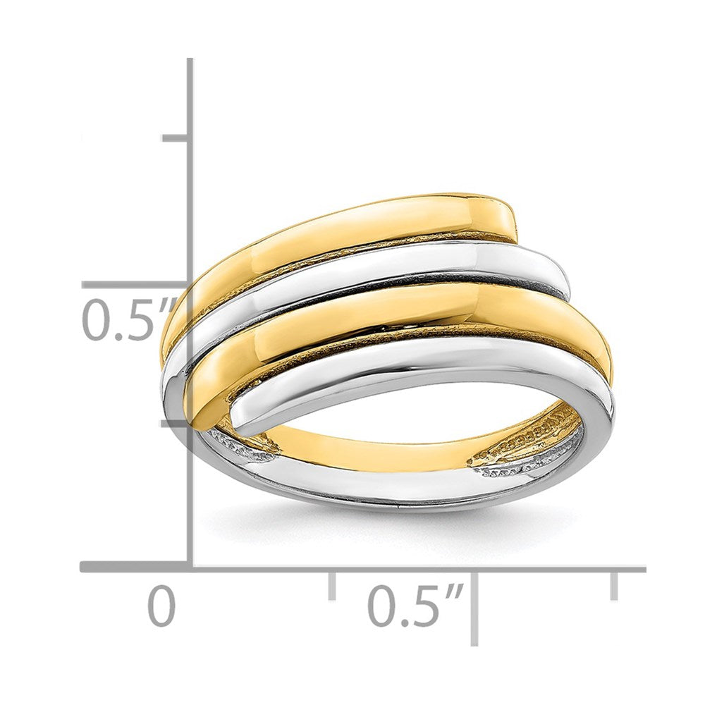 14k two tone gold crossover band r896