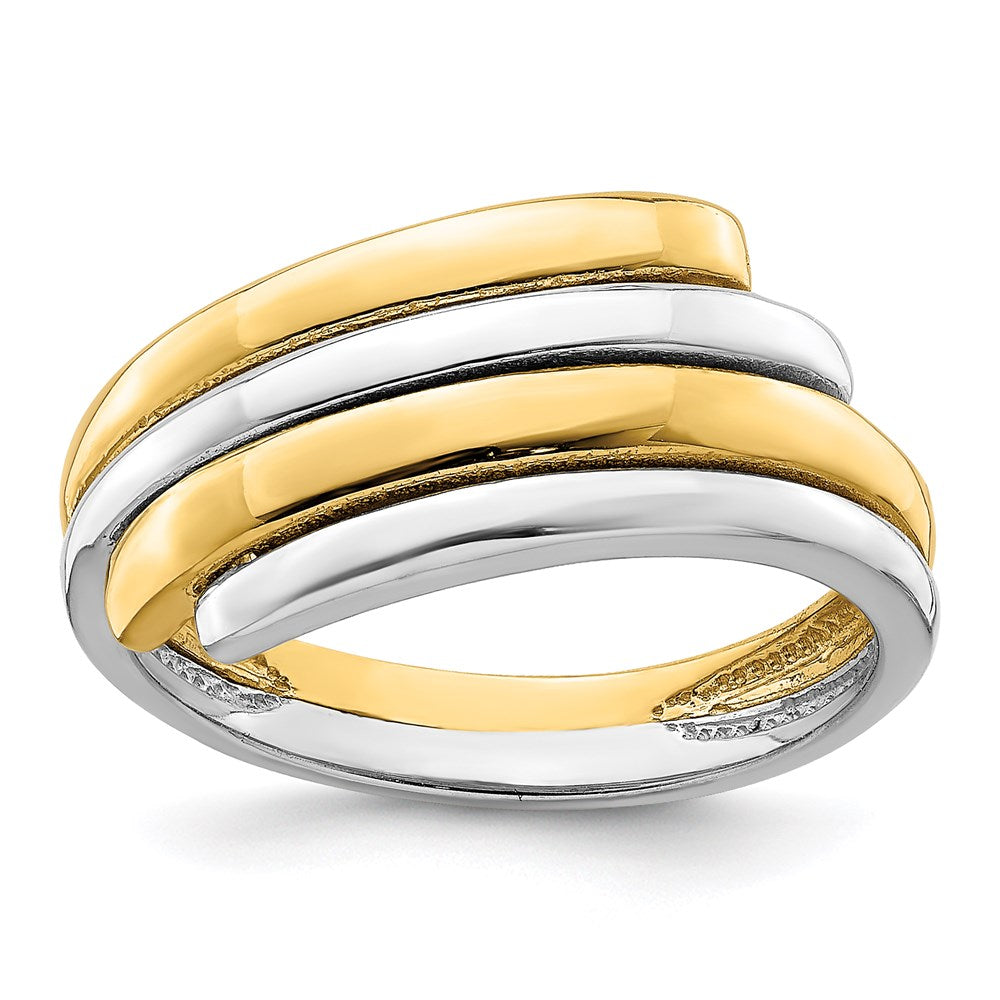 14k two tone gold crossover band r896