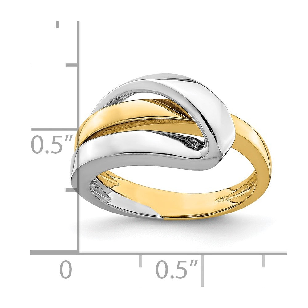 14k two tone gold polished w folded design band r897