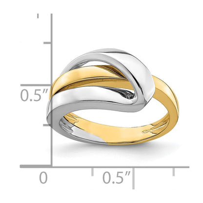 14k two tone gold polished w folded design band r897