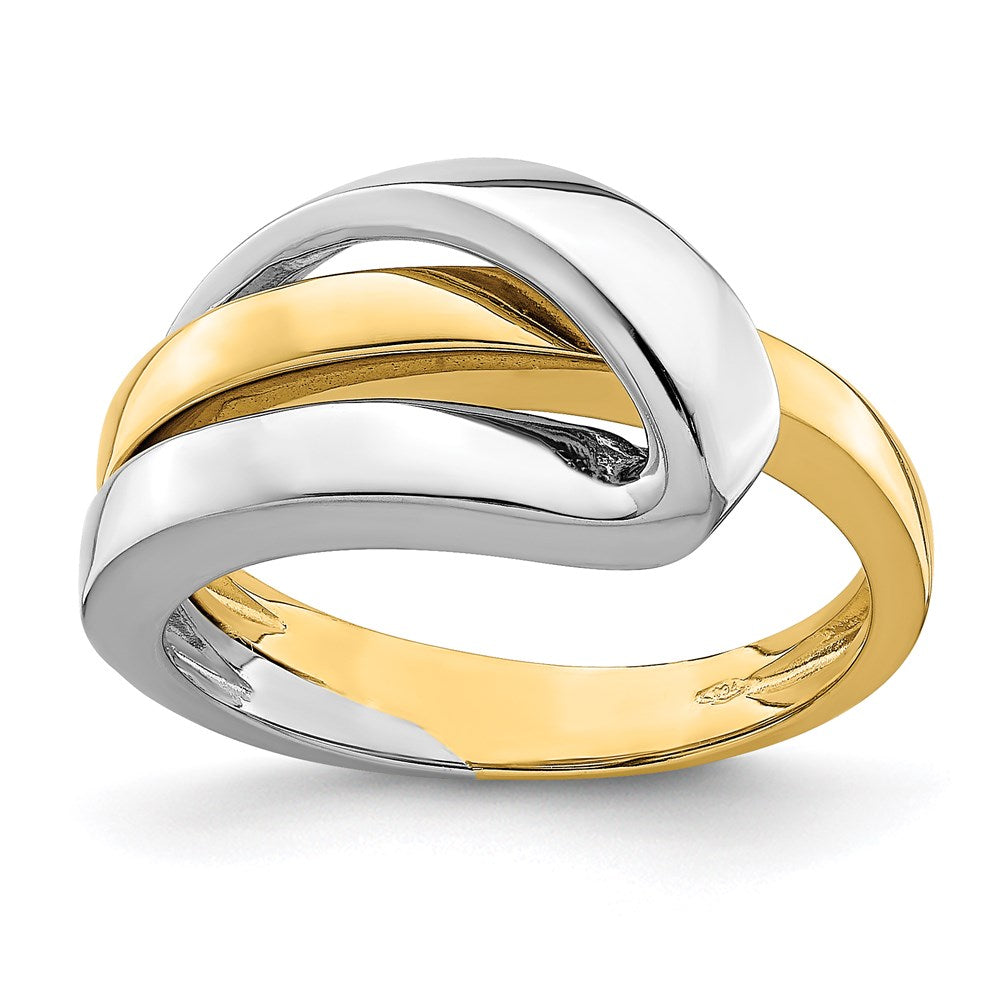 14k two tone gold polished w folded design band r897
