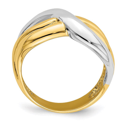 14k two tone gold polished triple band ring r898