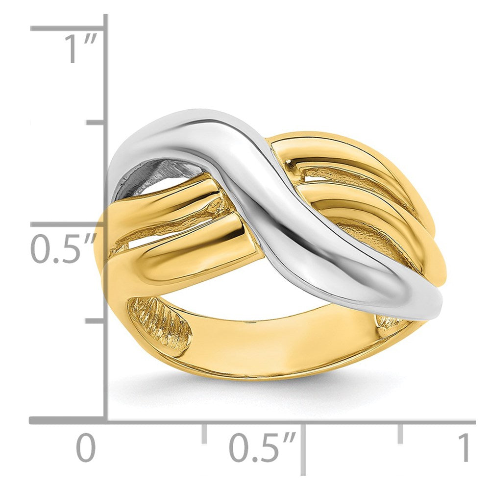 14k two tone gold polished triple band ring r898
