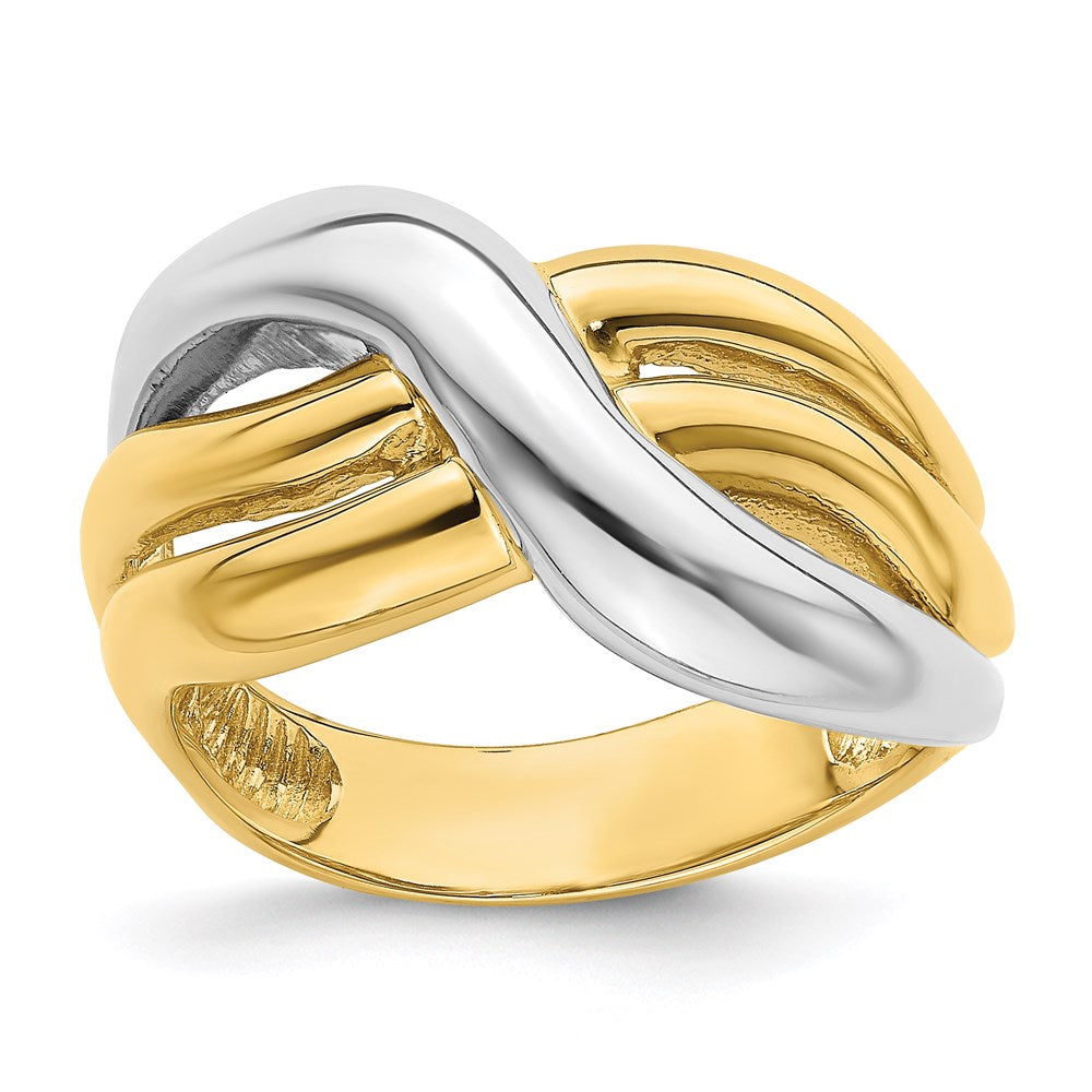 14k two tone gold polished triple band ring r898