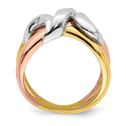 14k tri color gold polished swirl design band r902