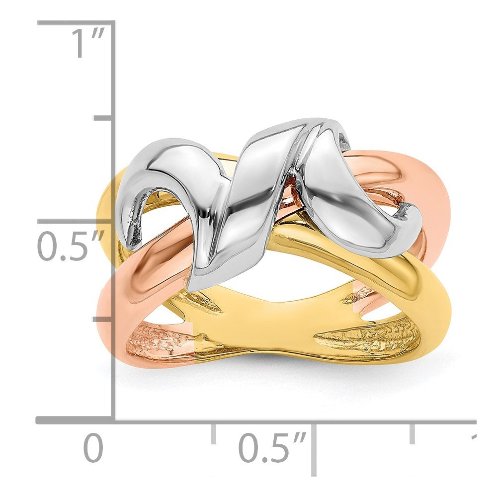 14k tri color gold polished swirl design band r902
