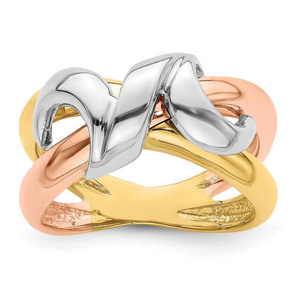 14k tri color gold polished swirl design band r902