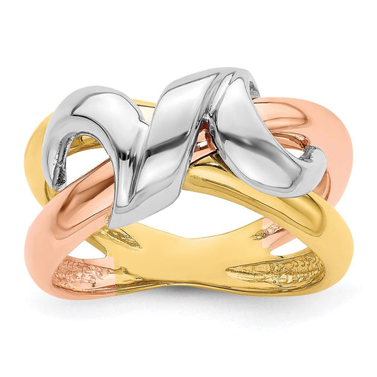 14k tri color gold polished swirl design band r902