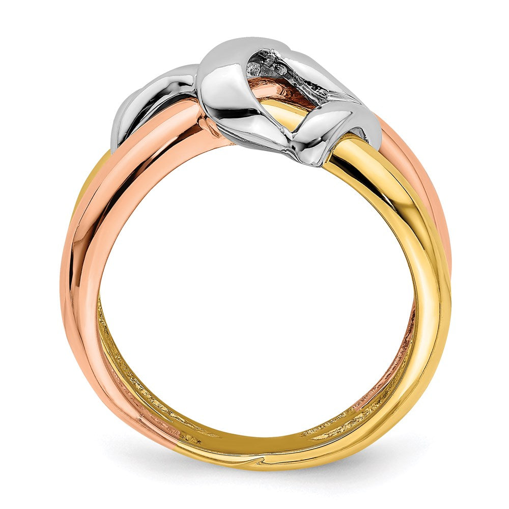 14k tri color gold polished woven band r903