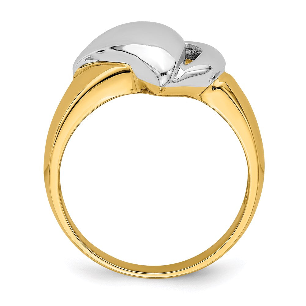 14k yellow gold w rhodium polished contemporary ring r904
