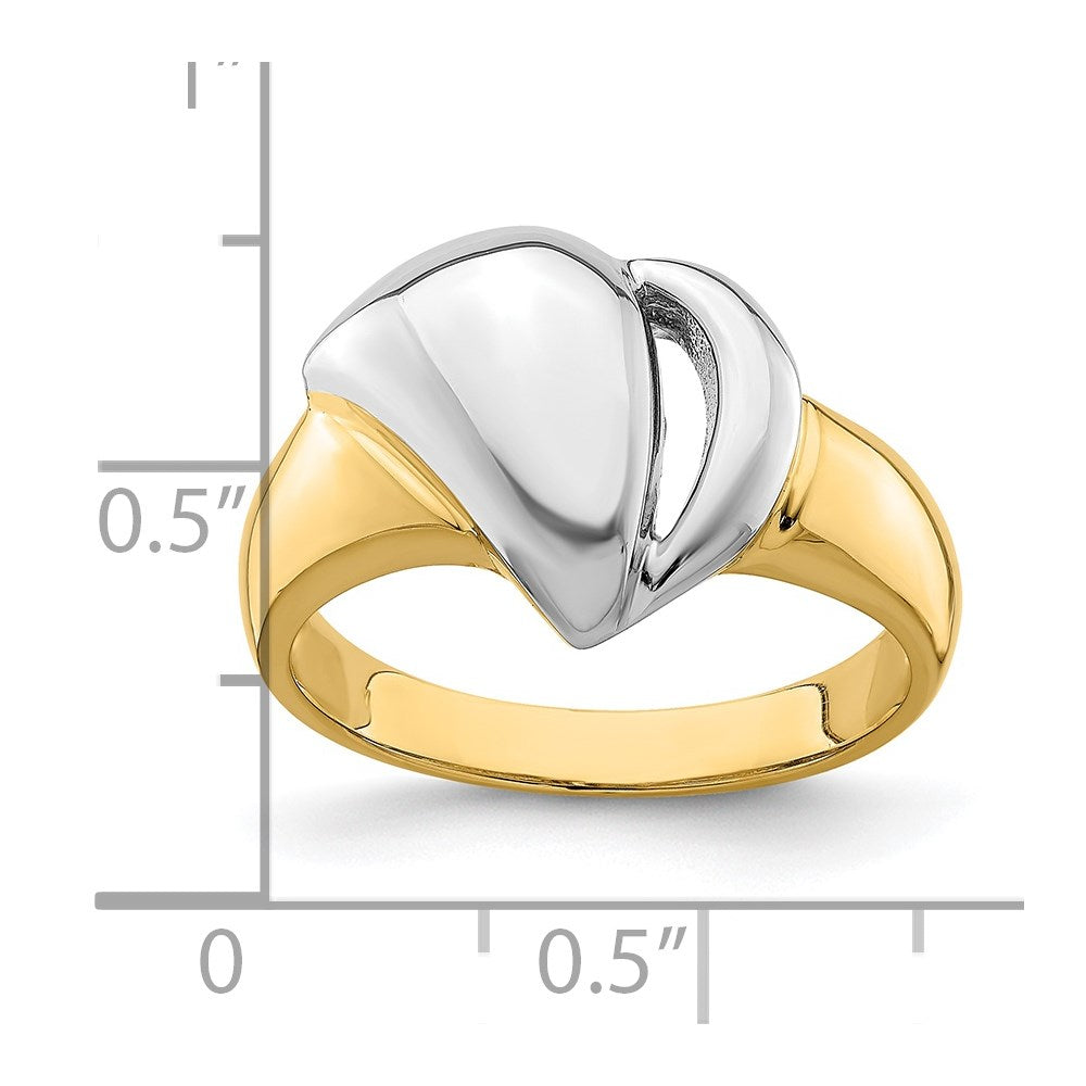 14k yellow gold w rhodium polished contemporary ring r904