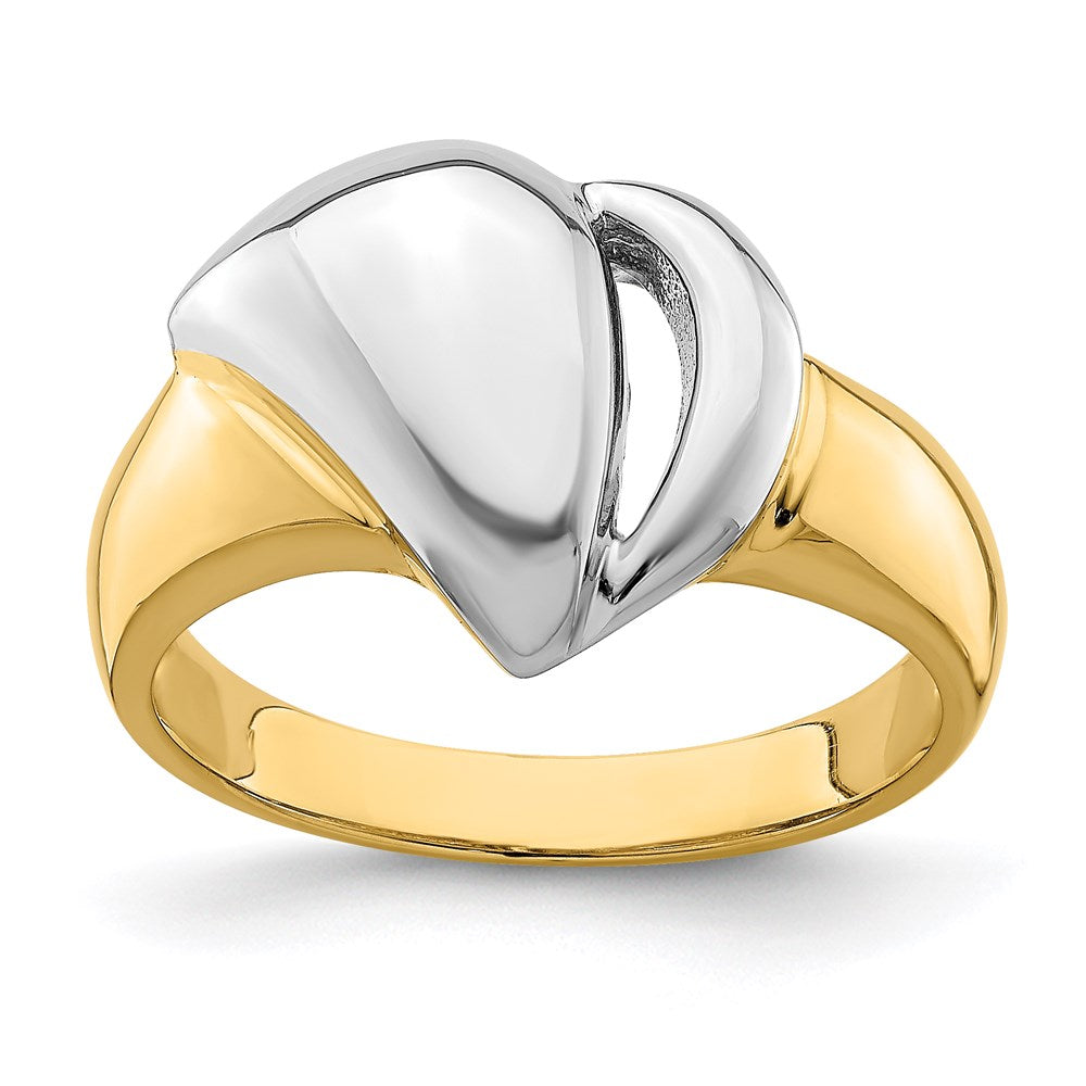 14k yellow gold w rhodium polished contemporary ring r904