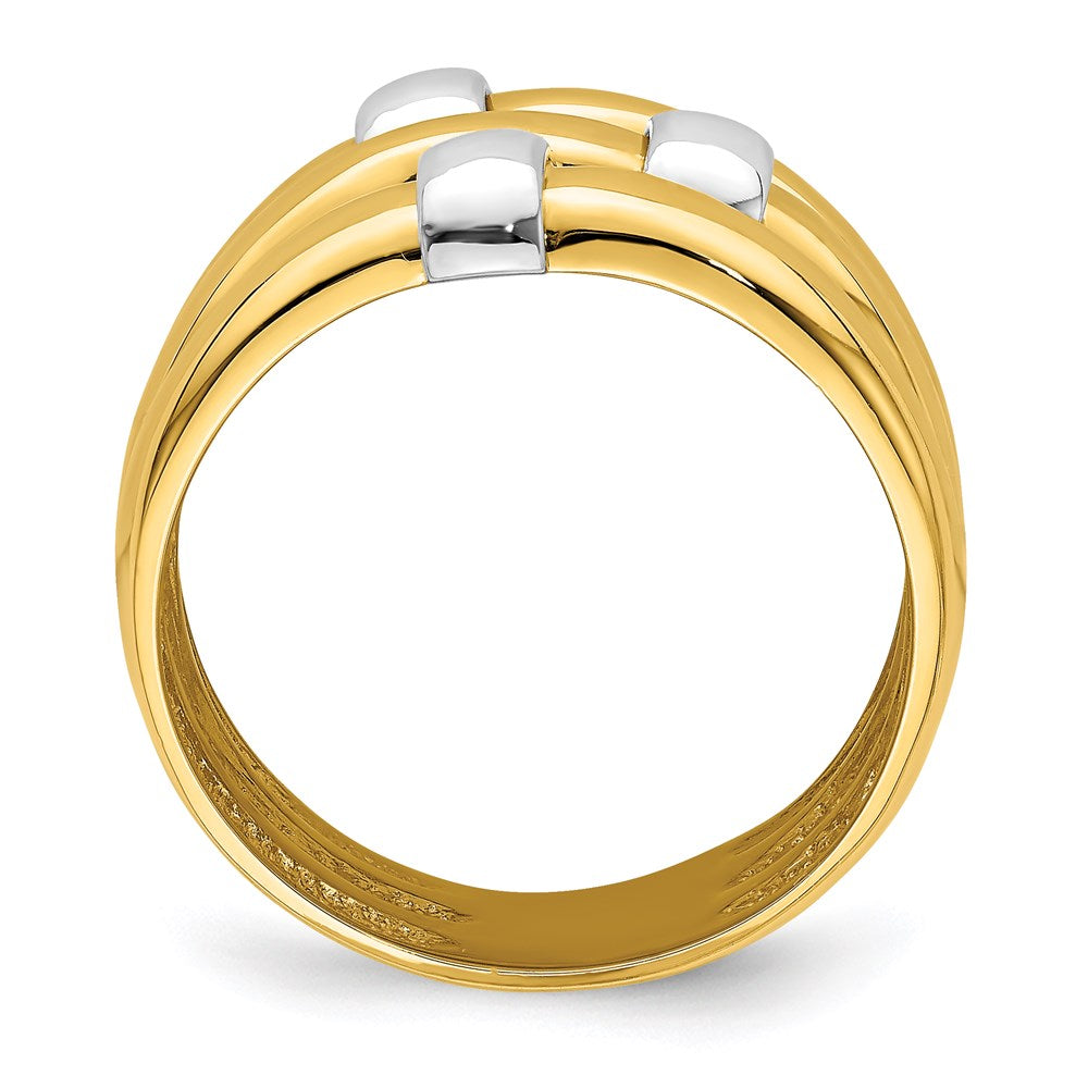 14k two tone gold polished dome band r905