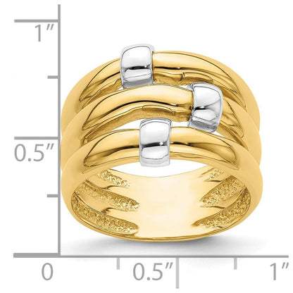 14k two tone gold polished dome band r905