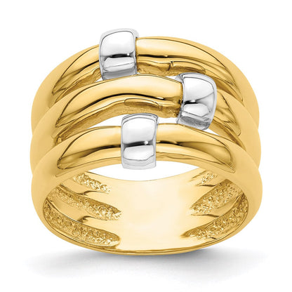 14k two tone gold polished dome band r905