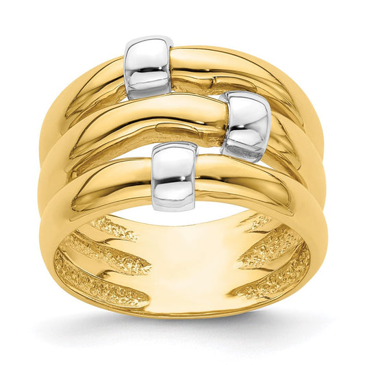 14k two tone gold polished dome band r905