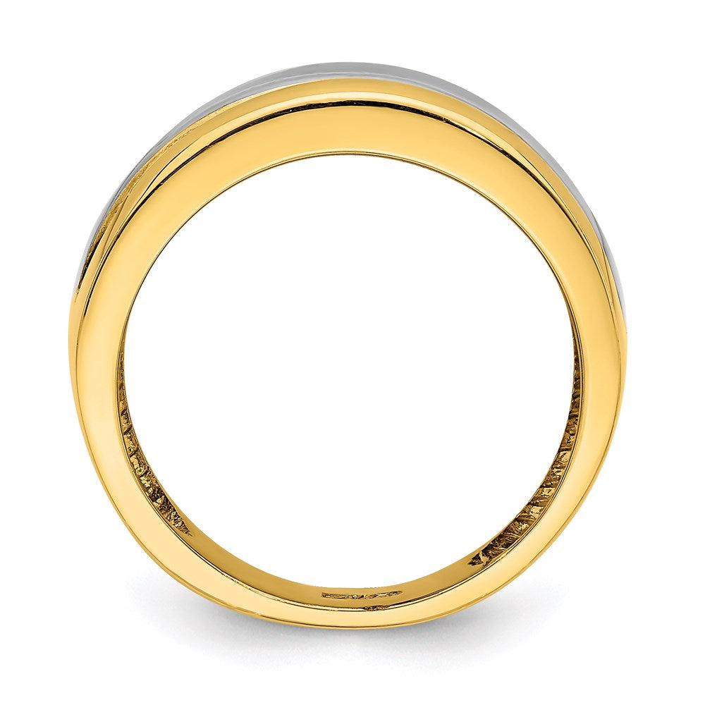 14k yellow gold w rhodium polished wide center ridge ring r907