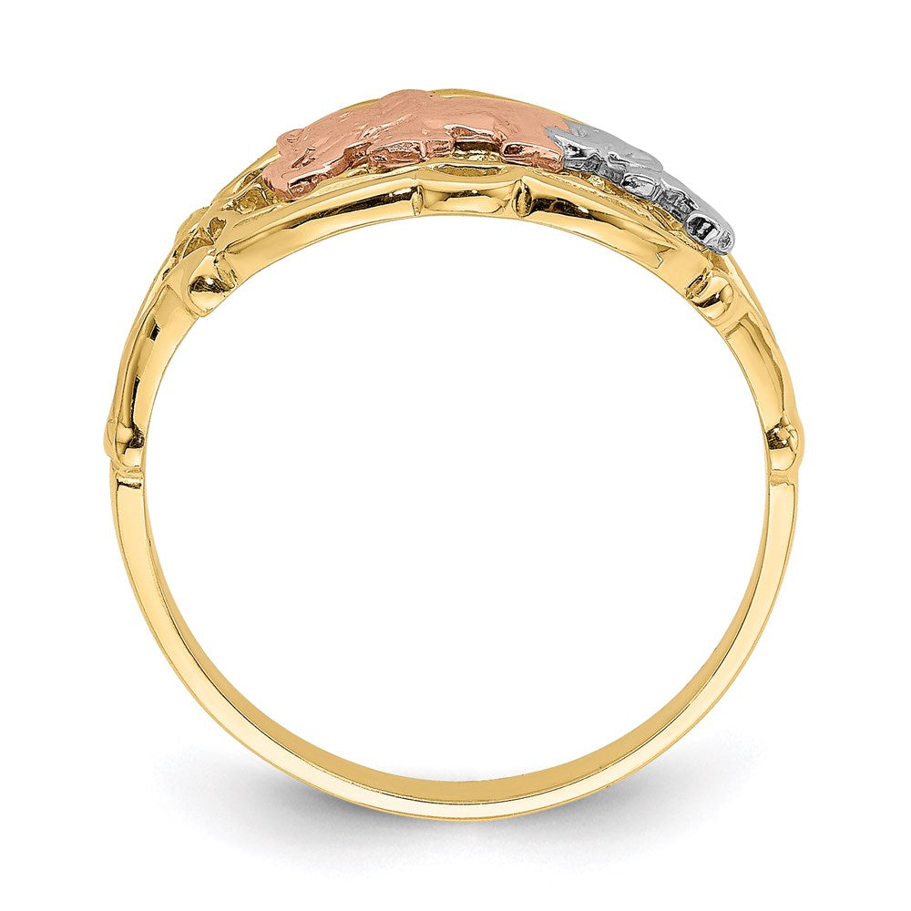 14k two tone gold w white rh two elephants ring r924