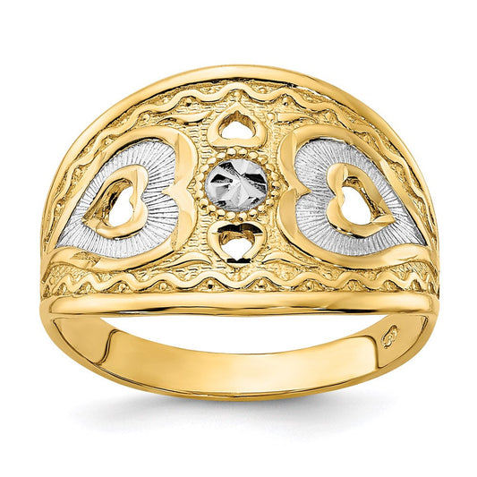 14k yellow gold w hearts starburst ring r938