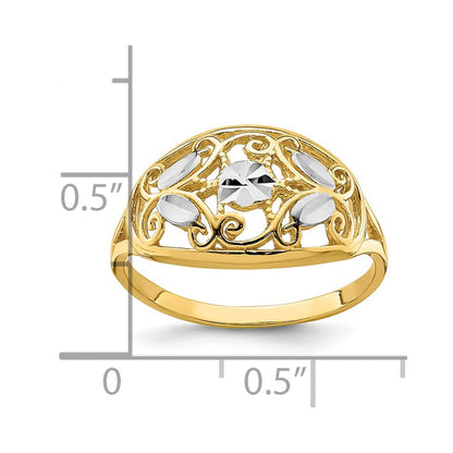 14k yellow gold w rhodium d c oval filigree ring r939
