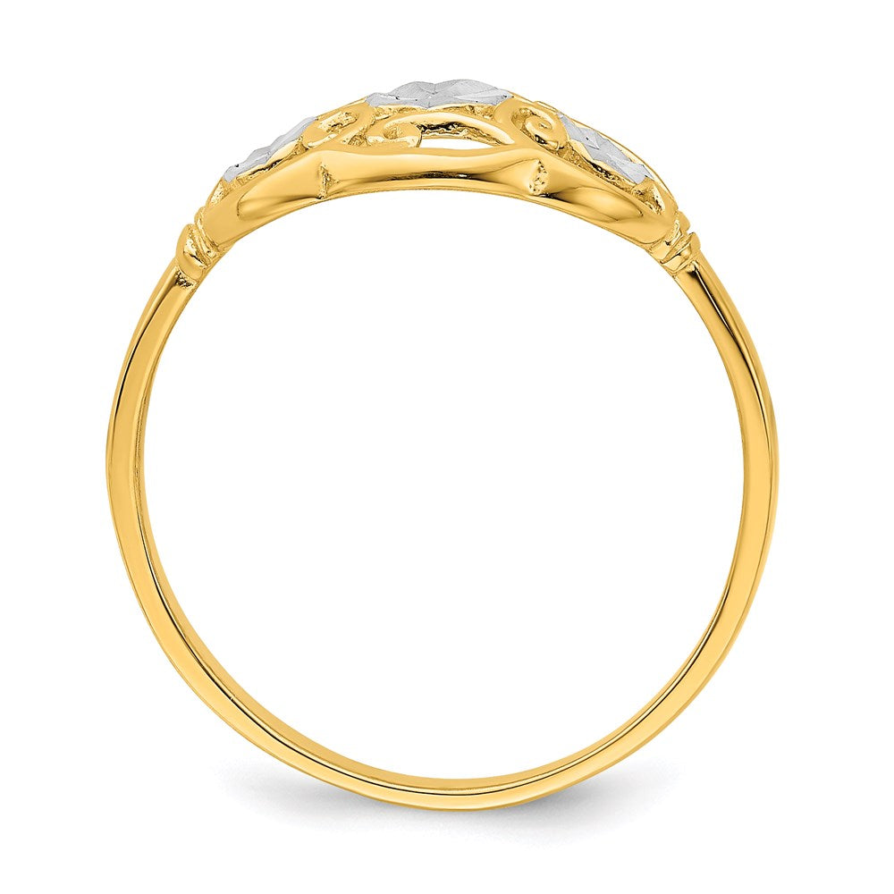 14k yellow gold w rhodium d c circles w scalloped edge ring r940