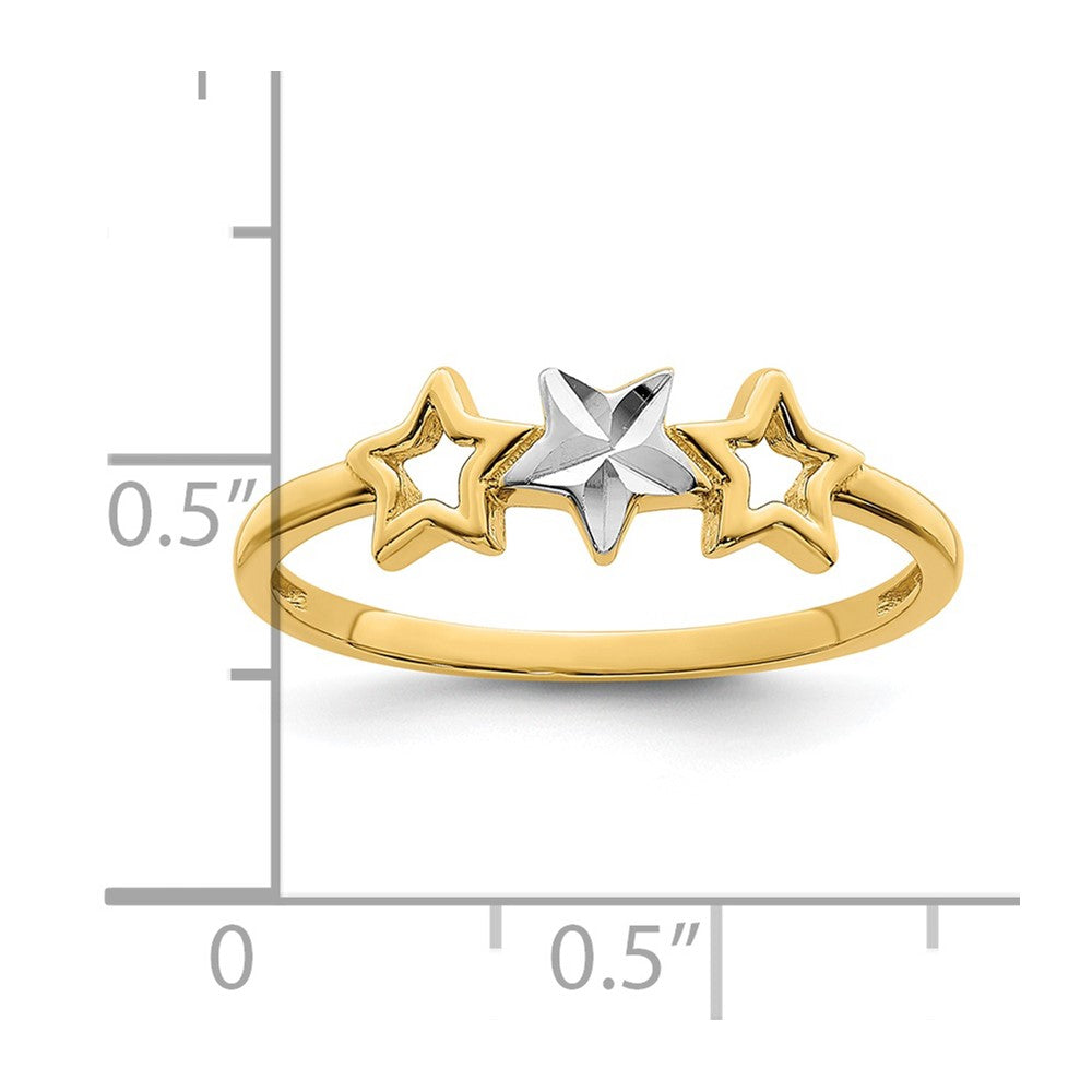 14k yellow gold w rhodium 3 star ring r947