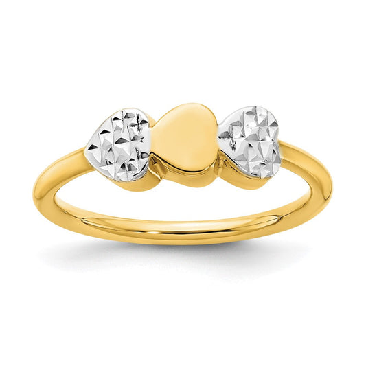 14k yellow gold white rhodium d c hearts ring r953