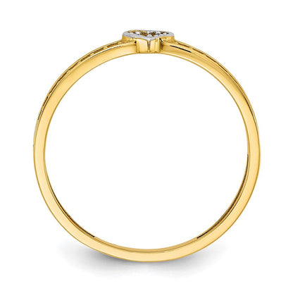 14k yellow gold w white rhodium polished with heart and cz ring r956
