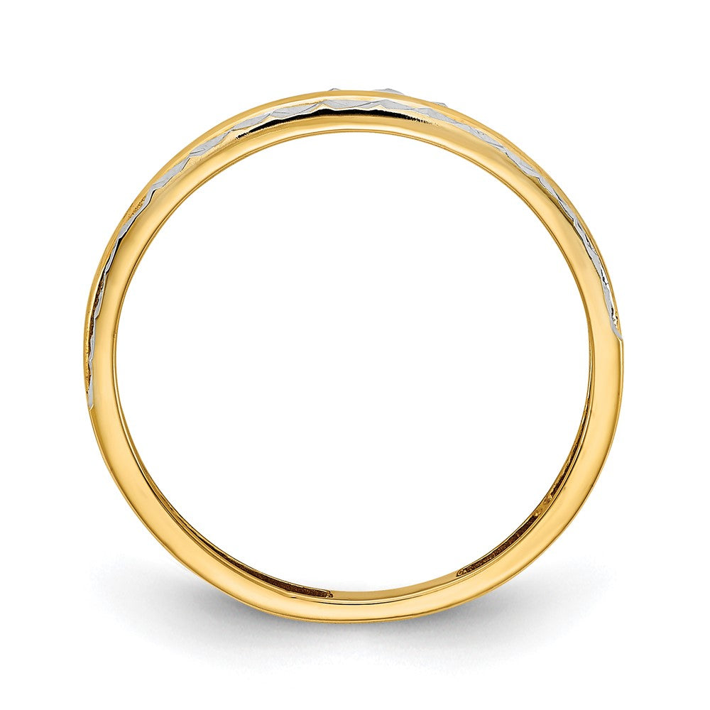 14k yellow gold w white rhodium polished real diamond cut ring r958