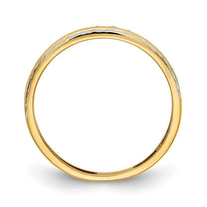 14k yellow gold w white rhodium polished real diamond cut ring r958